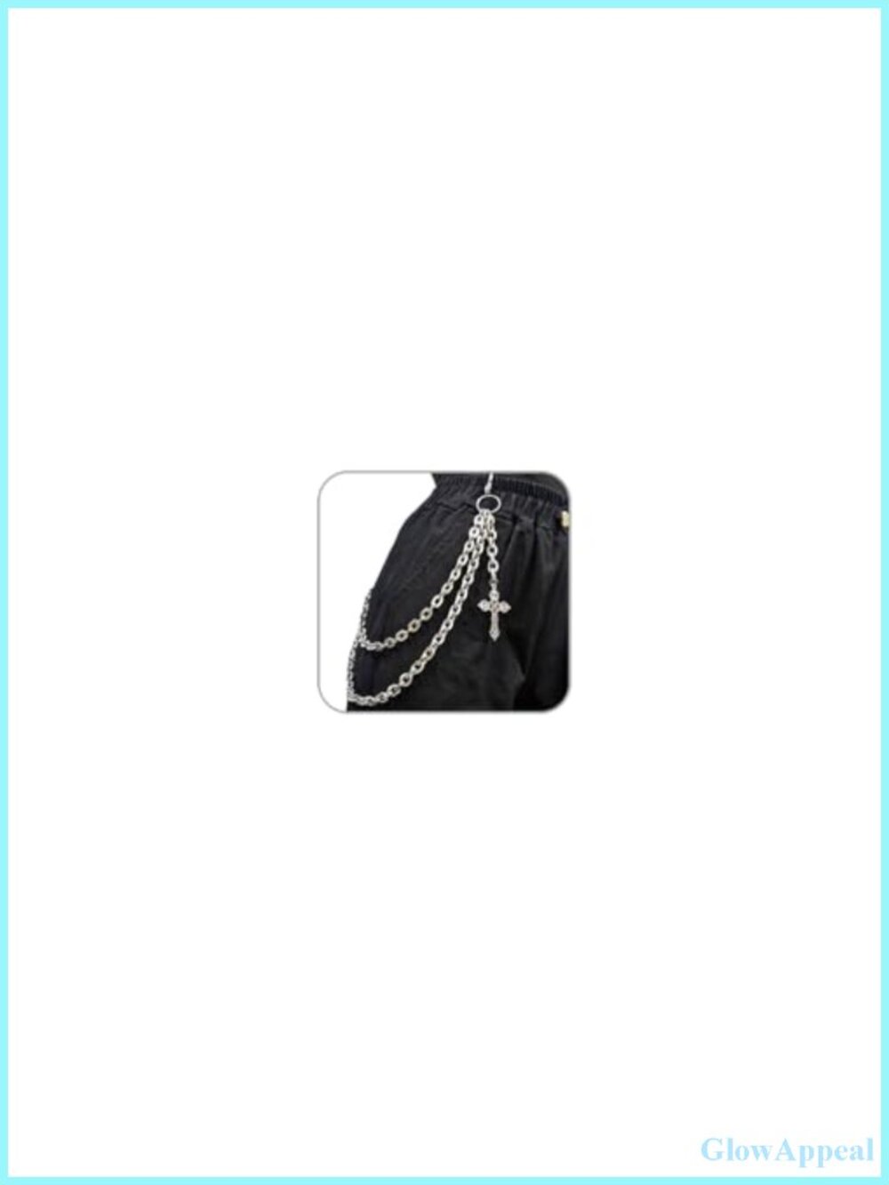 Punk Layered Pants Chain, Adjustable Hip Hop Goth Wallet Chain with Heart Cross